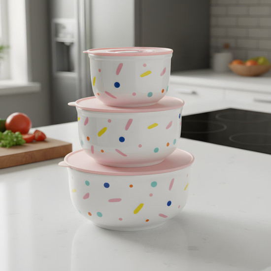 Metal Tupperware Set - 3 Pcs	